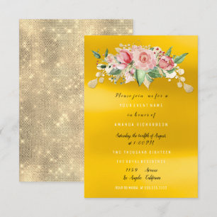 Invitation Fête des mariées Fleur rose peint Aquarelle