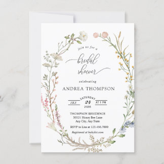 Invitation Fête des mariées fleur sauvage