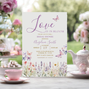 Invitation Fête des mariées fleur sauvage à papillon floral