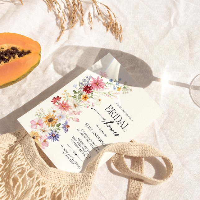 Invitation Fête des mariées fleur sauvage, Amour en fleur (WILDFLOWERS BRIDAL SHOWER)