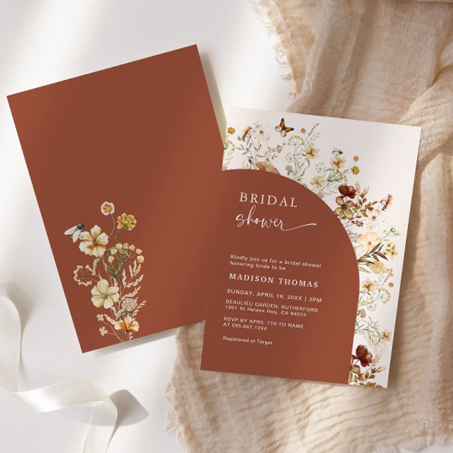 Invitation Fête des mariées Fleur sauvage Arch en terre cuite (Créateur téléchargé)