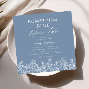 Invitation Fête des mariées Fleur sauvage bleu