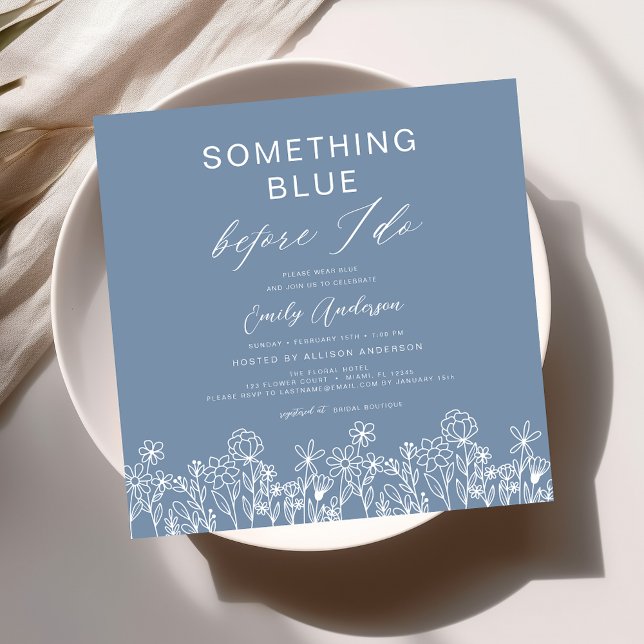 Invitation Fête des mariées Fleur sauvage bleu (Créateur téléchargé)