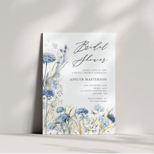 Invitation Fête des mariées Fleur sauvage bleu Dus