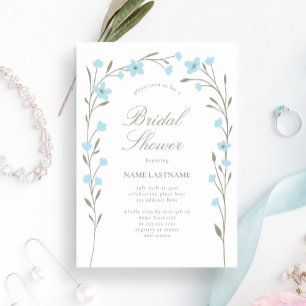 Invitation Fête des mariées Fleur sauvage bleu simple
