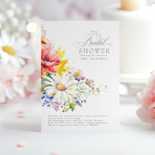 Invitation Fête des mariées fleur sauvage Boho