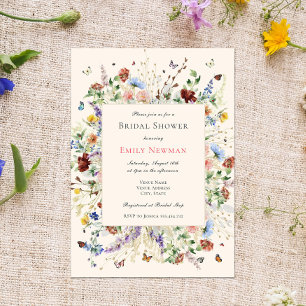 Invitation Fête des mariées Fleur sauvage Boho aquarelle