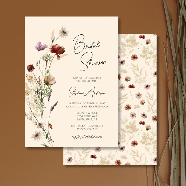 Invitation Fête des mariées Fleur sauvage Boho Automne (Créateur téléchargé)
