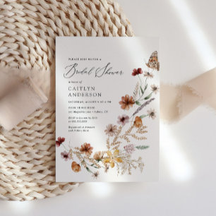 Invitation Fête des mariées Fleur sauvage Boho Fall