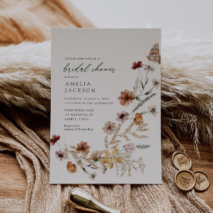 Invitation Fête des mariées Fleur sauvage Boho Fall