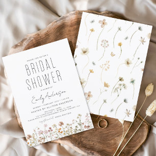 Invitation Fête des mariées Fleur sauvage Boho moderne élégan