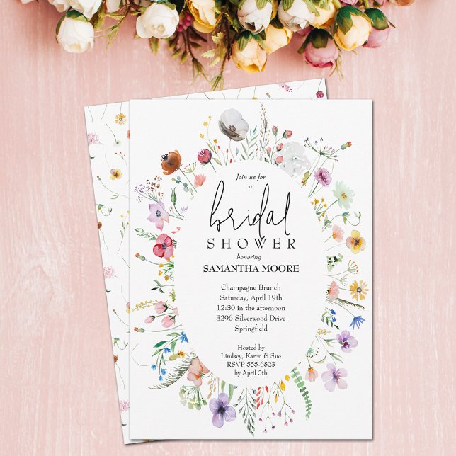 Invitation Fête des mariées Fleur sauvage chic (Wildflower bridal shower invitations - order INSTANT DOWNLOAD and/or PRINTED)