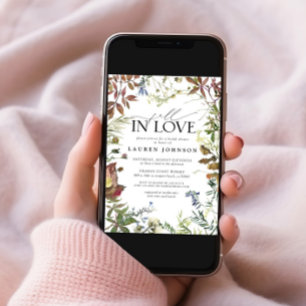 Invitation Fête des mariées Fleur sauvage d'aquarelle Fall In