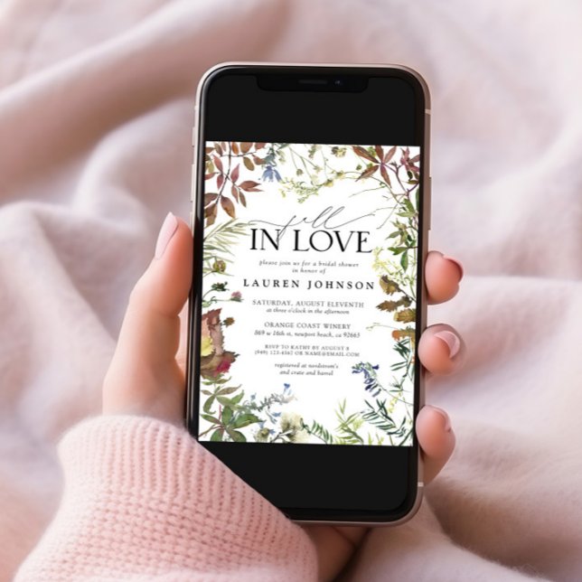 Invitation Fête des mariées Fleur sauvage d'aquarelle Fall In (Créateur téléchargé)