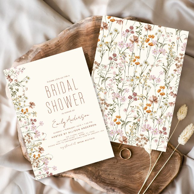 Invitation Fête des mariées Fleur sauvage de Terracotta Boho (Créateur téléchargé)