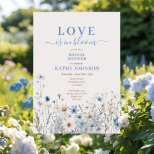 Invitation Fête des mariées Fleur sauvage Dusty Blue Pastel