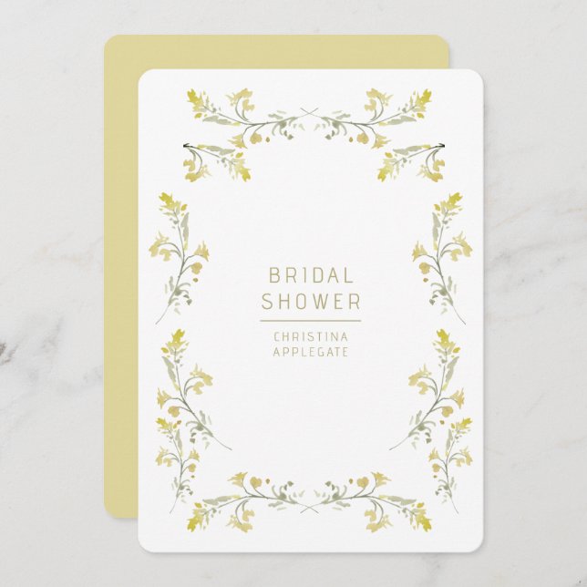 Invitation Fête des mariées Fleur sauvage jaune printemps (Devant / Derrière)