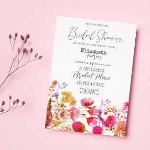 Invitation Fête des mariées fleur sauvage lavande rose violet