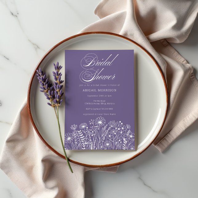 Invitation Fête des mariées Fleur sauvage Lavender (Créateur téléchargé)