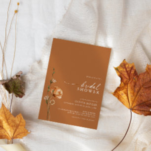 Invitation Fête des mariées Fleur sauvage minimaliste Burnt O