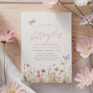 Invitation Fête des mariées Fleur sauvage papillon
