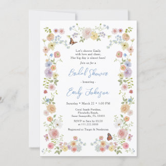 Invitation Fête des mariées Fleur sauvage Pastel
