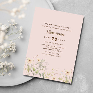 Invitation Fête des mariées Fleur sauvage simple