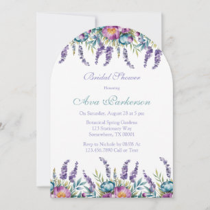 Invitation Fête des mariées Fleur sauvage violette Turquoise