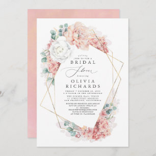 Invitation Fête des mariées fleurie et verdoyante Rose