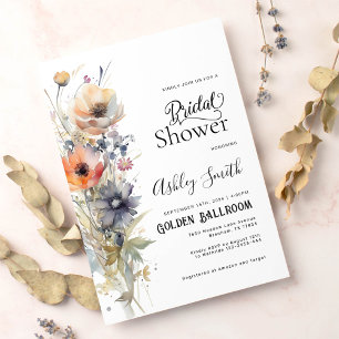 Invitation Fête des mariées fleurie Fleur sauvage colorée