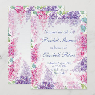 Invitation Fête des mariées fleurie-florale Lilac printemps