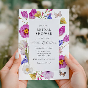 Invitation Fête des mariées Fleurs de Tulipe de Ressort Rose