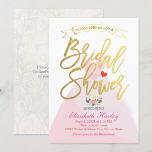 Invitation Fête des mariées Floral Mariée robe Diamond Anneau