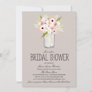Invitation Fête des mariées Floral Mason Jar