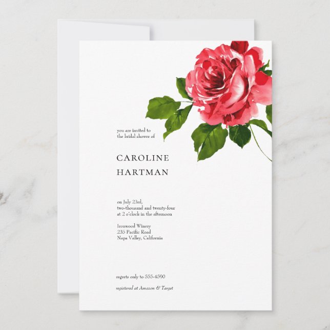 Invitation Fête des mariées floral minimal (Devant)