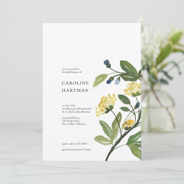 Invitation Fête des mariées floral minimal (Debout devant)