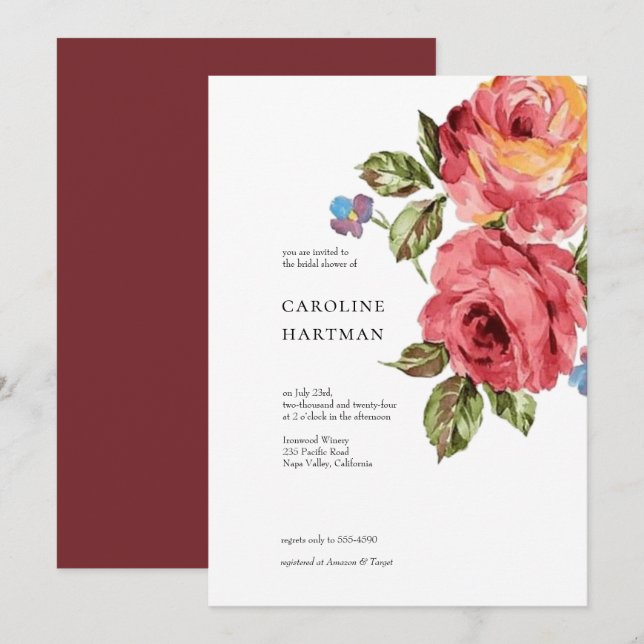 Invitation Fête des mariées floral minimal (Devant / Derrière)