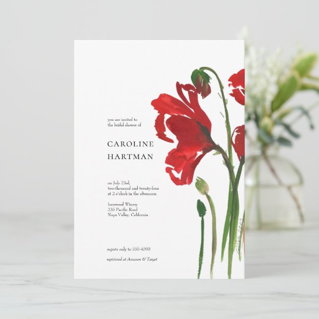 Invitation Fête des mariées floral minimal (Debout devant)