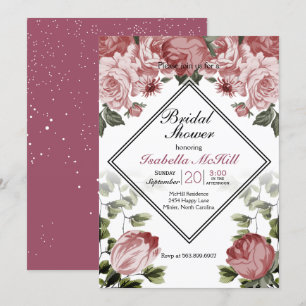 Invitation Fête des mariées - Floral rose foncé