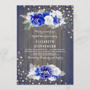 Invitation Fête des mariées floral rustique de la marine