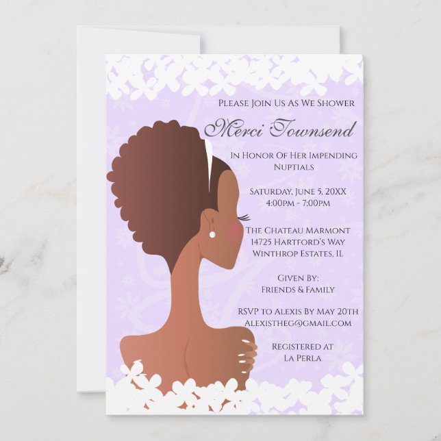 Invitation Fête des mariées Floral Violet Améthyste Invitatio (Devant)