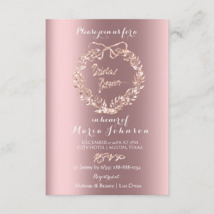 Invitation Fête des mariées Floral Wreath Rose Gold Spark