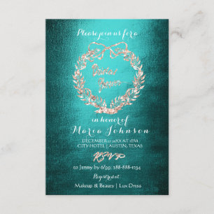 Invitation Fête des mariées Floral Wreath Rose or Turquoise