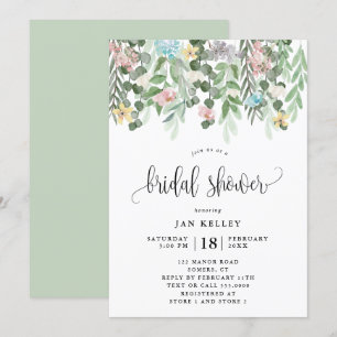 Invitation Fête des mariées florale, Aquarelle Fleurs de chal