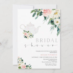 Invitation Fête des mariées Florale Blanche Et Blanche