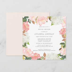 Invitation Fête des mariées florale blanche rose