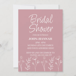 Invitation Fête des mariées florale Boho Blush rose personnal