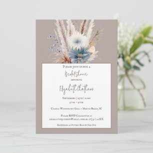 Invitation Fête des mariées florale Boho d'hiver   Beige