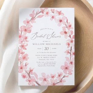 Invitation Fête des mariées florale cerise en fleurs