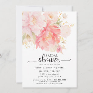 Invitation Fête des mariées florale Chic Pink Peony